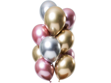 Balionų puokštė - 12 balionų - sidabrinė, auksinė, burgundiška